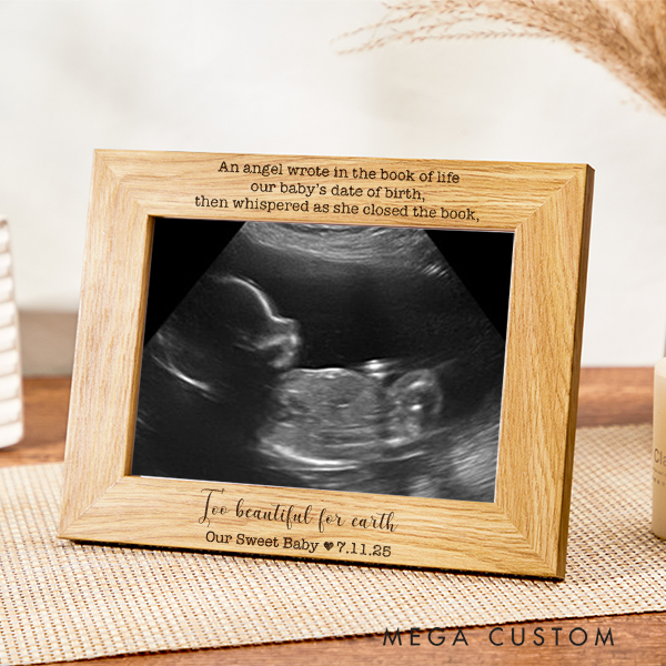 Personalized Memorial Photo Frame Too Beautiful for Earth Miscarriage gift Memorial Frame Baby Remembrance Gift Infant Loss Gift