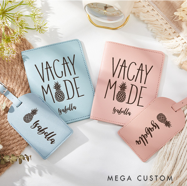 Personalized Vacay Mode Passport Holder and Luggage Tag Set for Traveling Lovers Personalized Travel Gifts