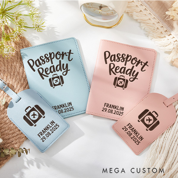 Personalized Passport Ready Passport Holder and Luggage Tag Set for Traveling Lovers Personalized Travel Gifts