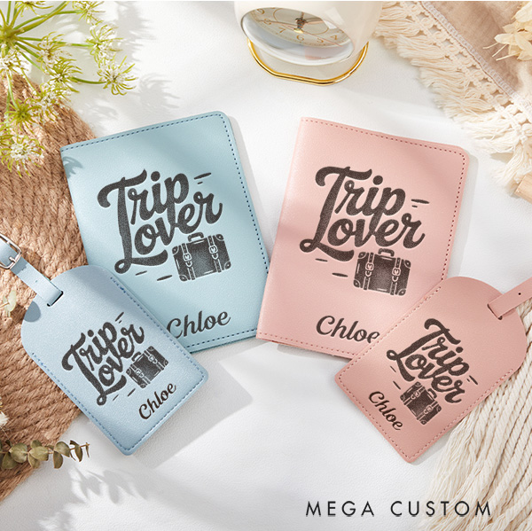 Personalized Trip Lover Passport Holder and Luggage Tag Set for Traveling Lovers Personalized Traveler Gifts