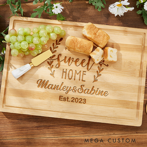 Personalized Cutting Board Wedding Housewarming Gift Home Sweet Home Custom Kitchen Charcuterie Board Home Decor New Home Gifts Couples Gifts