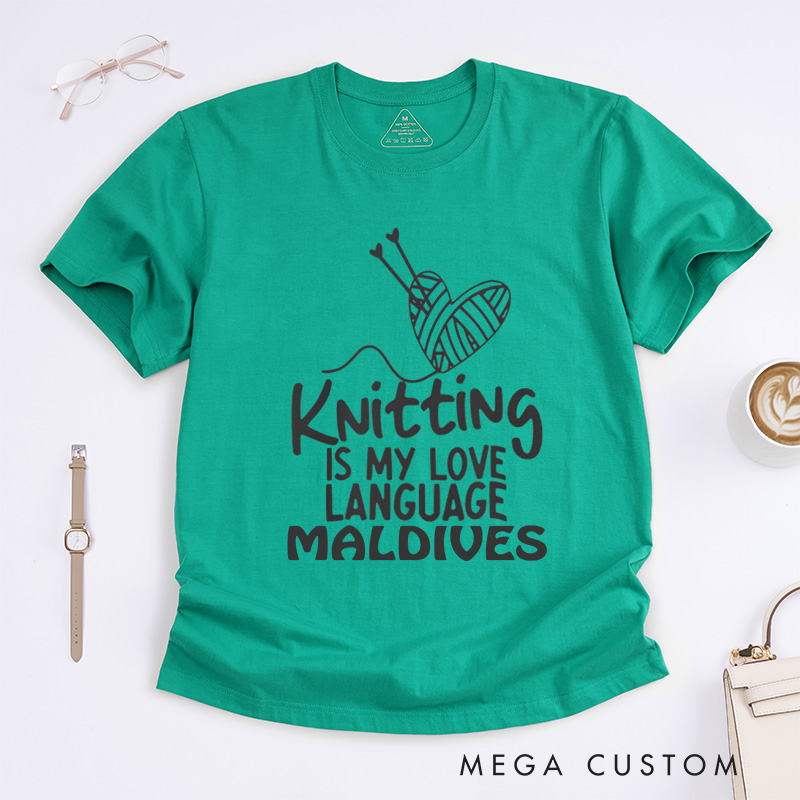 Personalized Knitting Is My Love Language Classic T-Shirts Knitter Shirt Cute Knitting Shirt Love To Knit Knitting Lover Shirt Knitting Gift