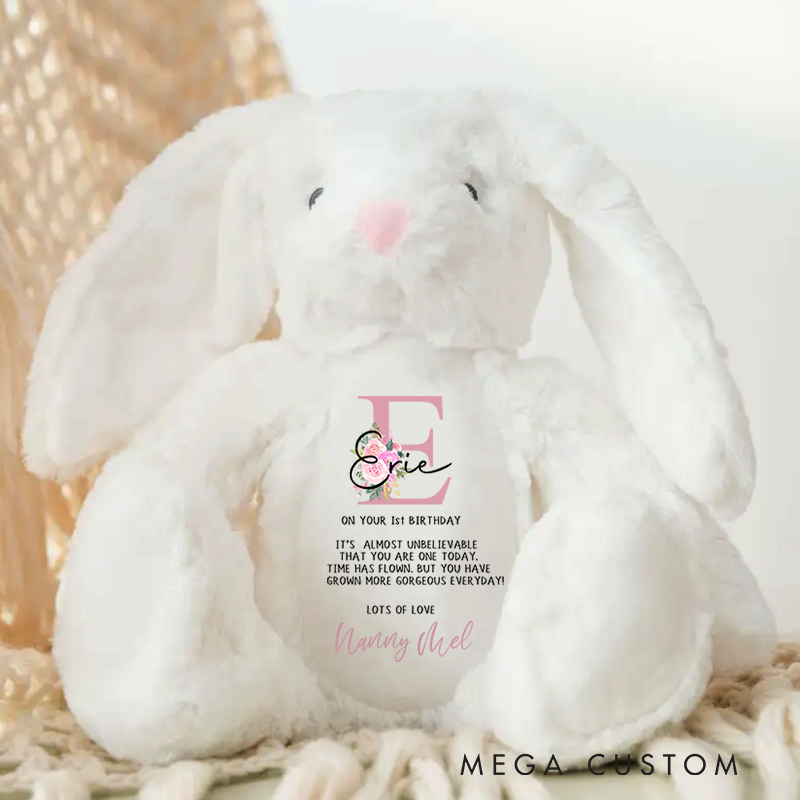 Personalised 1st Birthday Bunny Baptism Gift Birth Present Nursery Gift