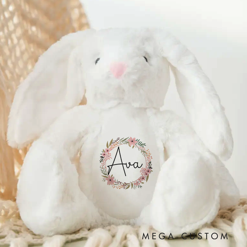 Personalised Bunny Rabbit with Name Girls and Boys Teddy Baby Shower Gift
