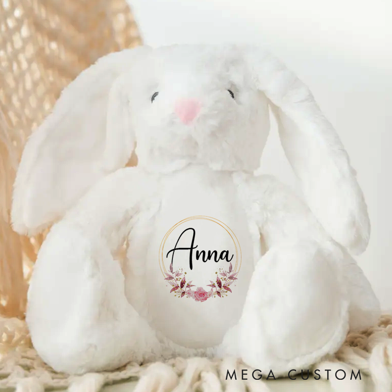 Personalised Bunny Rabbit with Name Baptism Gift Birth Present 