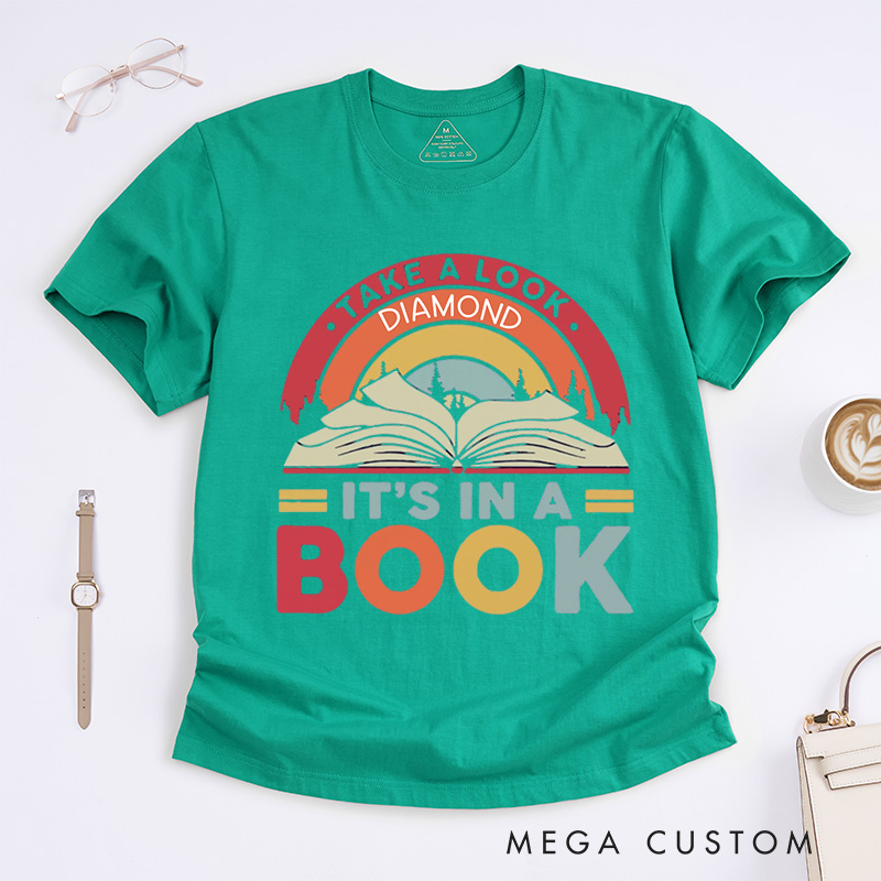 Personalized Reading Rainbow Classic T-Shirts Take a Look It’s in a Book Shirt Vintage Retro Shirt with Name Reading Gift Book Lover Shirt