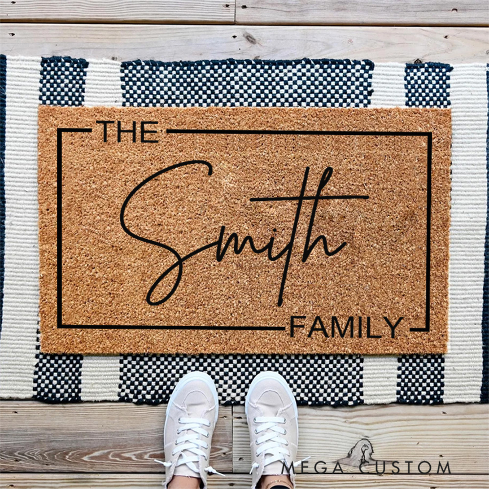 Personalized Doormat Modern Family Welcome Mat With Family Name New Home Gift Housewarming Wedding Gift for Couples Christmas Gift for Family