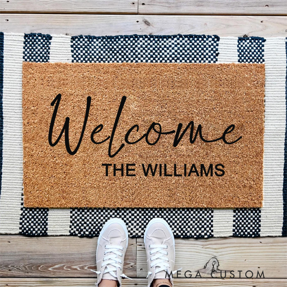 Personalized Welcome Home Doormat Custom Door Mat With Family Name New Home Gift Housewarming Wedding Gift for Couples Christmas Gift