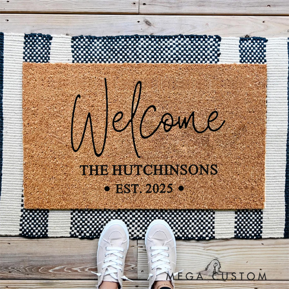 Personalized Doormat Established Date Custom Door Mat With Family Name New Home Gift Housewarming Wedding Gift for Couples Christmas Gift for Family