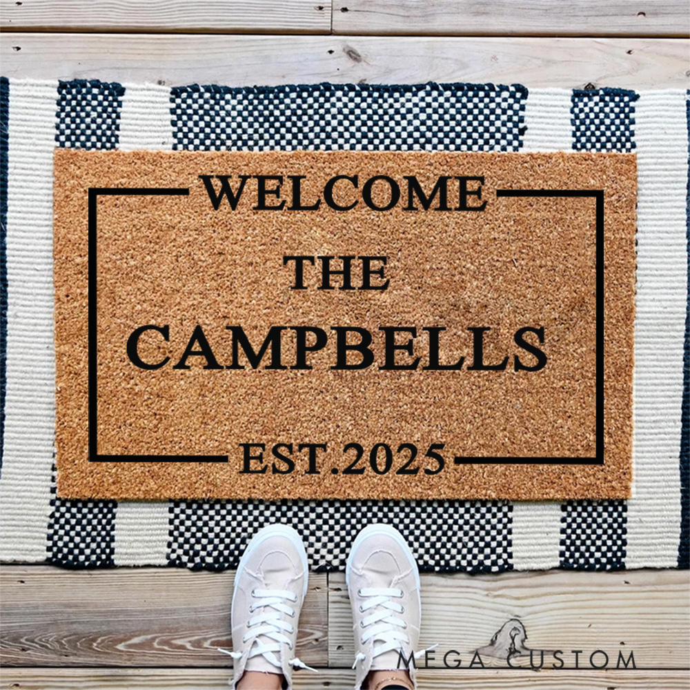 Personalized Doormat Custom Classic Welcome Mat With Family Name New Home Gift Housewarming Wedding Gift for Couples Christmas Gift