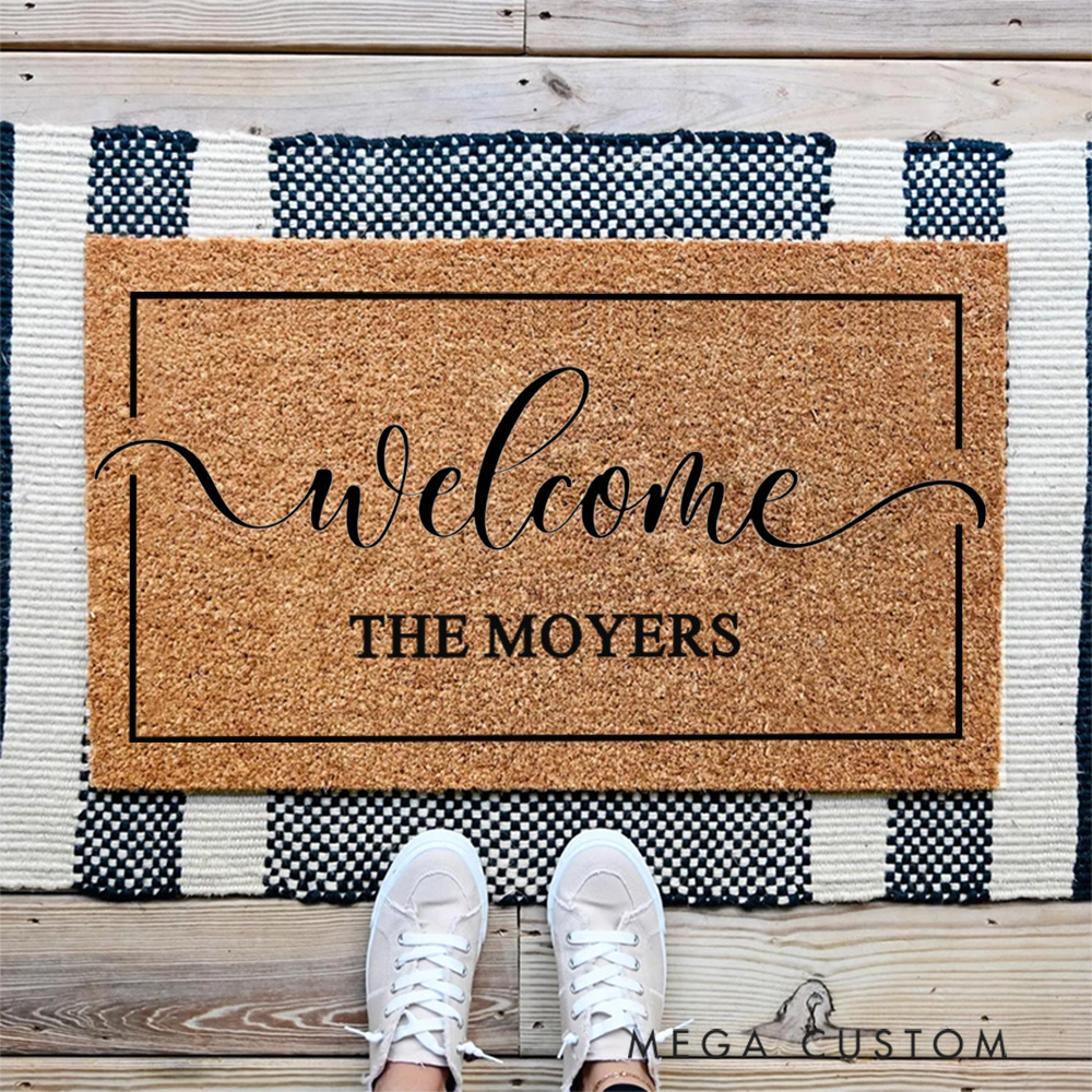 Personalized Welcome Mat Custom Door Mat With Family Name New Home Gift Housewarming Wedding Gift for Couples Christmas Gift for Family