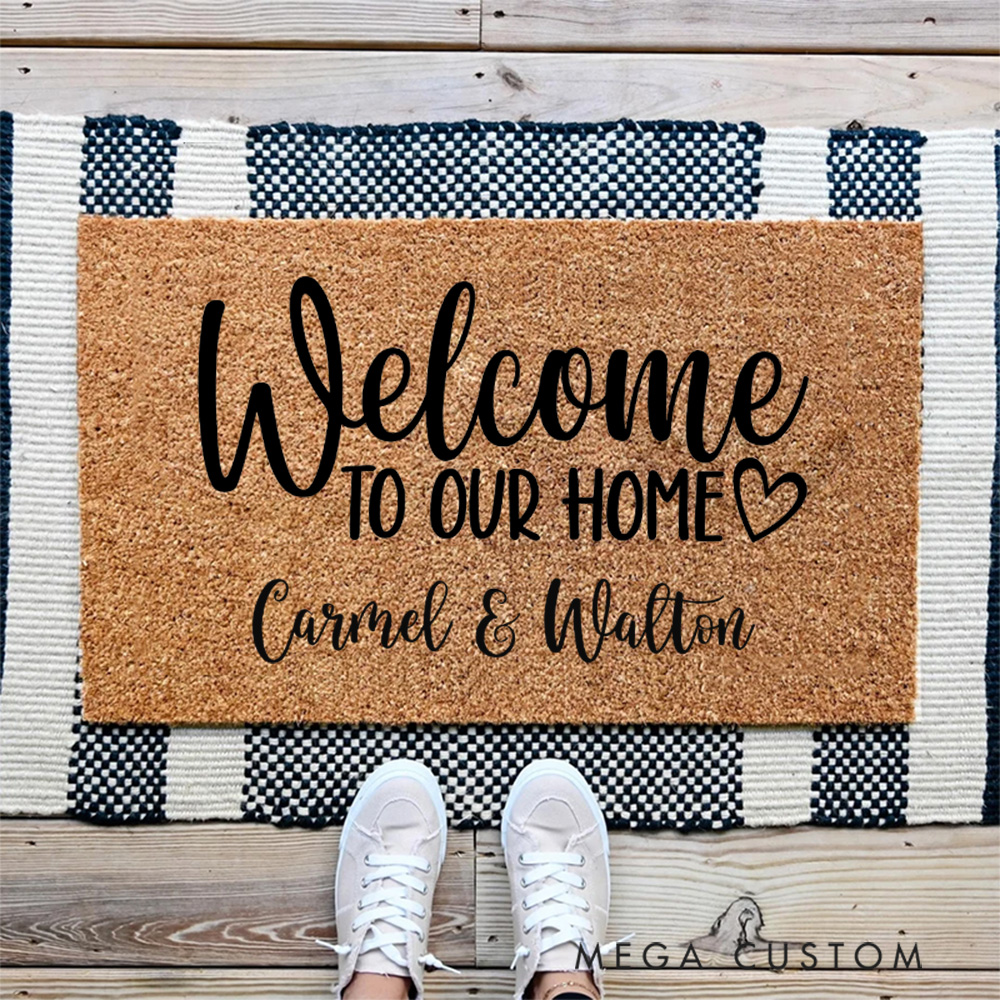 Personalized Welcome to Our Home Doormat New Home Gift Housewarming Wedding Gift for Couples Christmas Gift for Family