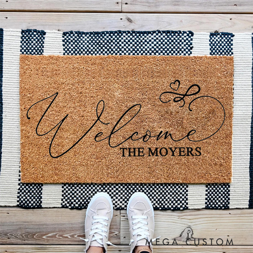 Personalized Elegant Welcome Mat Custom Door Mat With Family Name New Home Gift Housewarming Wedding Gift for Couples
