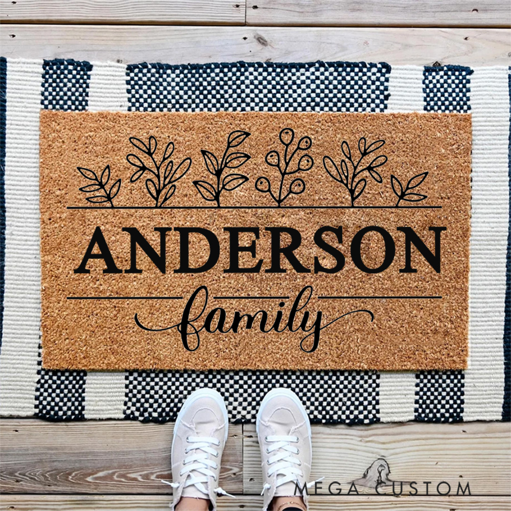 Personalized Doormat Botanical Inspired Welcome Mat Personalized Housewarming Gift for A Cozy And Stylish Home Entrance