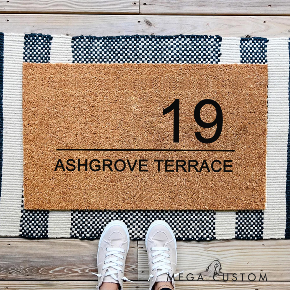 Personalized Modern Address Doormat New Home Gift Housewarming Wedding Gift for Couples Christmas Gift for Family