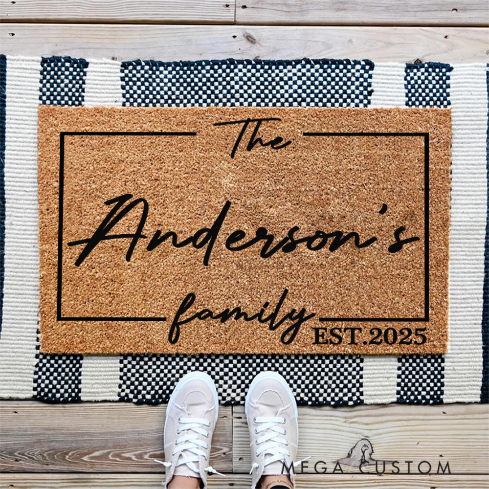 Personalized Family Name Doormat Custom Door Mat New Home Gift Housewarming Wedding Gift for Couples Christmas Gift for Family