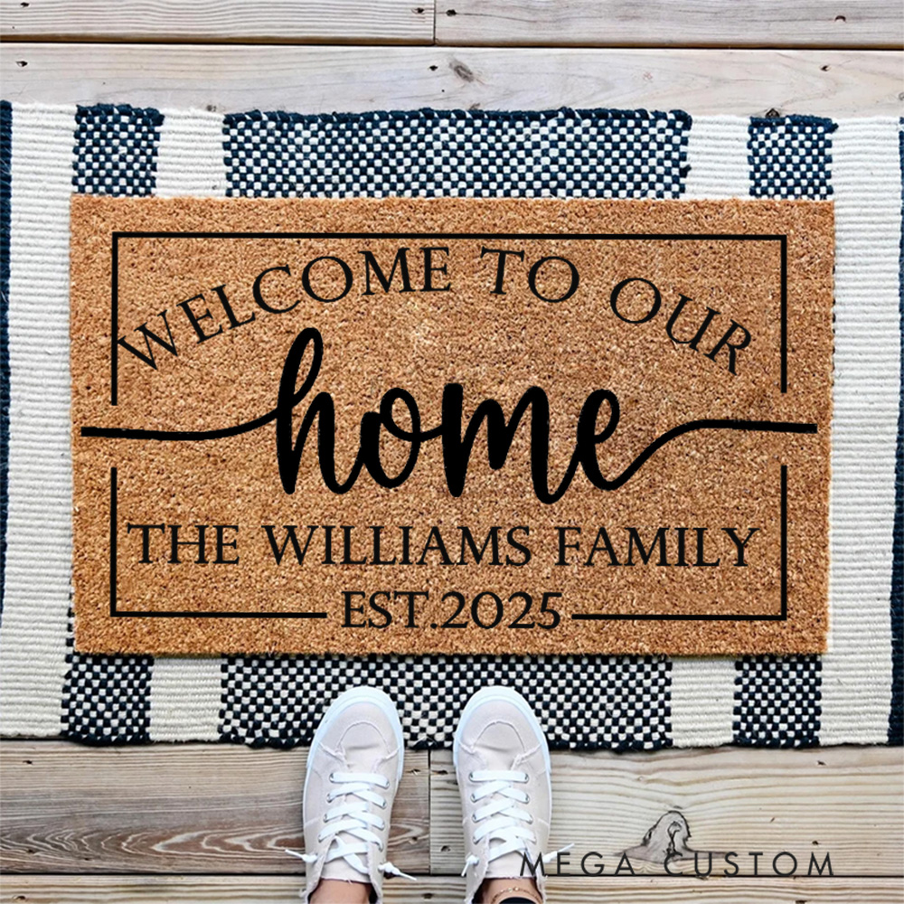 Personalized Doormat Established Date Custom Door Mat With Family Name New Home Gift Housewarming Wedding Gift for Couples Christmas Gift for Family
