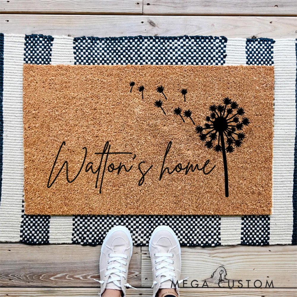 Personalized Doormat Custom Dandelion Themed Door Mat New Home Gift Housewarming Wedding Gift for Couples Home Sweet Home Doormat Christmas Gift