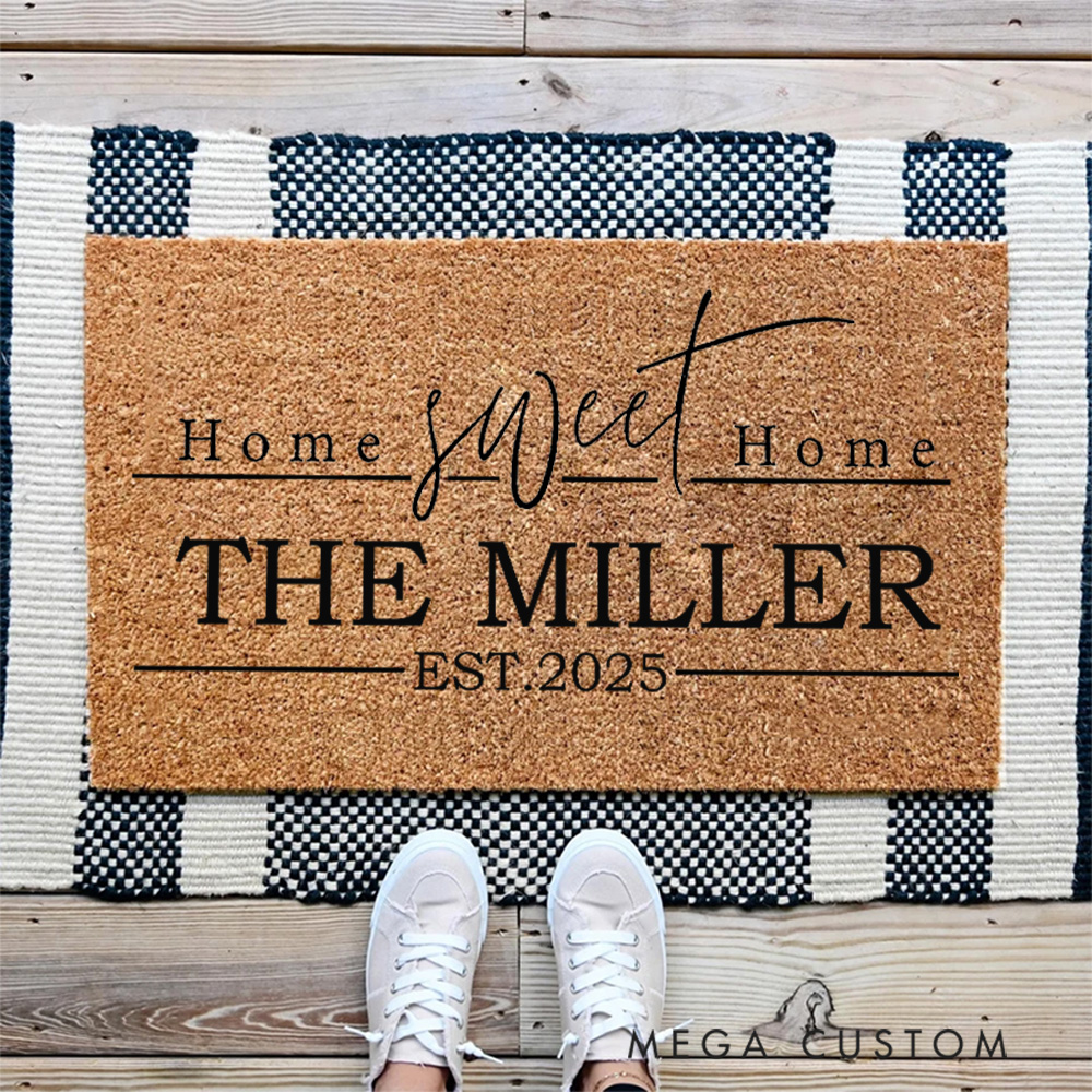 Personalized Doormat Home Sweet Home Doormat New Home Gift Housewarming Wedding Gift for Couples Christmas Gift for Family