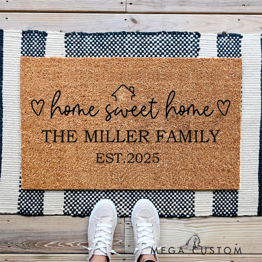 Personalized Doormat Custom Door Mat With Name New Home Gift Housewarming Wedding Gift for Couples Home Sweet Home Doormat Christmas Gift for Family