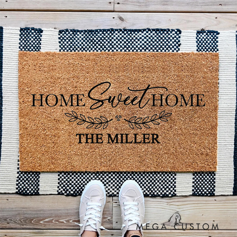 Personalized Doormat Custom Home Sweet Home Doormat New Home Gift Housewarming Gift Wedding Gift for Couples