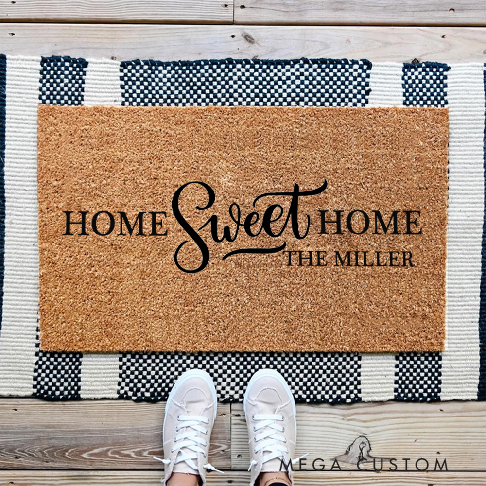 Personalized Doormat Custom Home Sweet Home Door Mat New Home Gift Housewarming Wedding Gift for Couples Home Sweet Home Doormat Christmas Gift