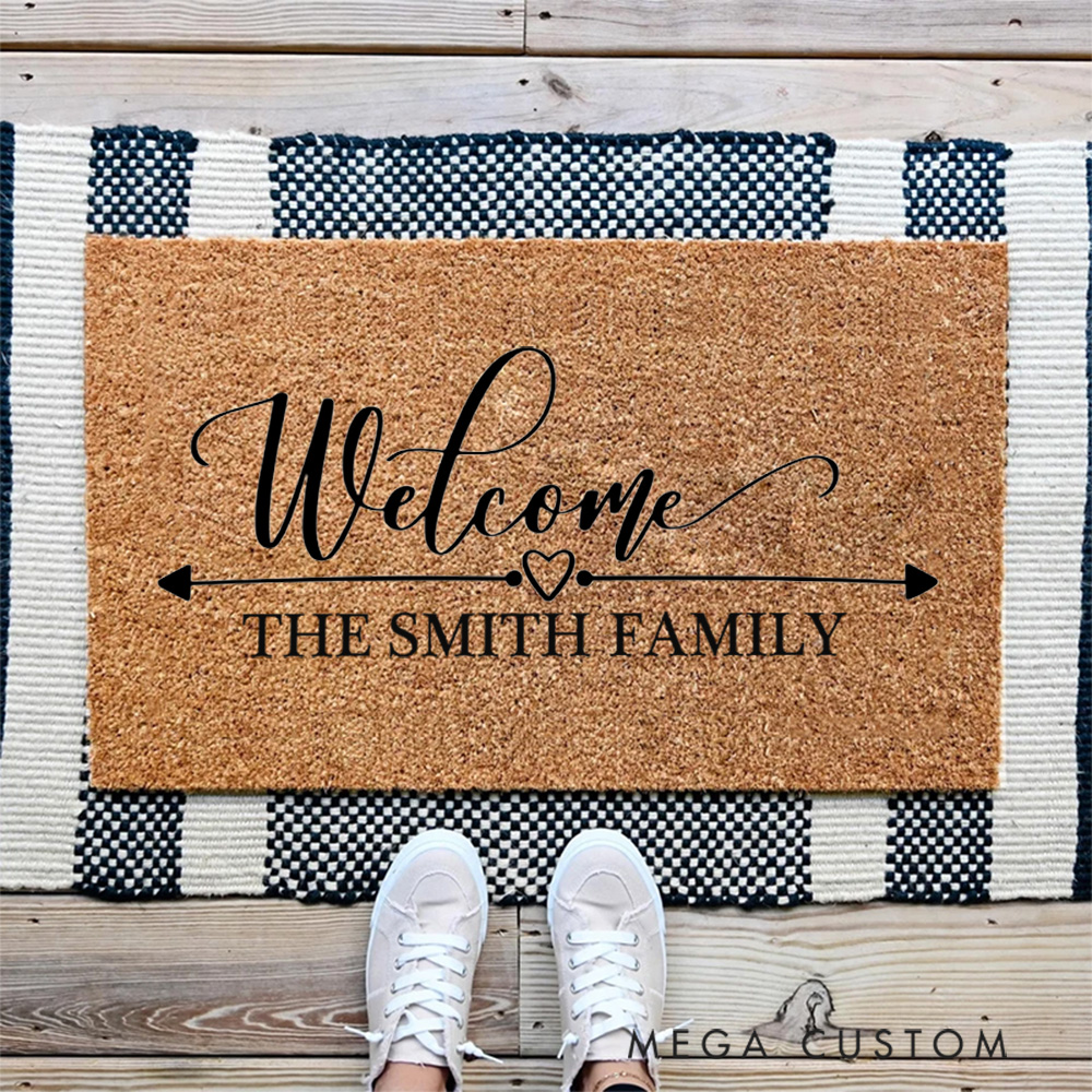 Personalized Welcome Doormat Custom Family Doormat Housewarming Gift Closing Gifts First Home Gifts Christmas Gift for Family New Home Gift