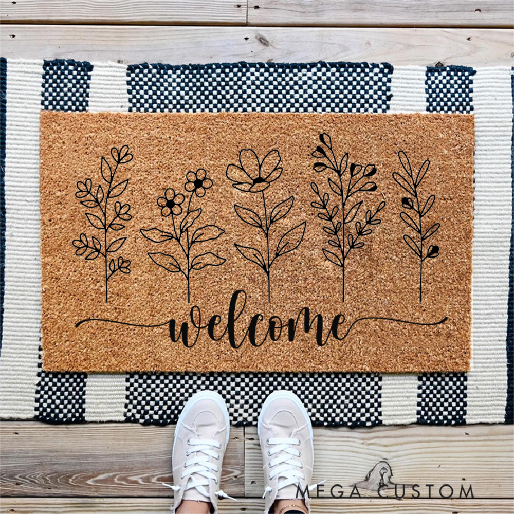 Personalized Floral Welcome Doormat A Beautiful Housewarming Gift New Home Gift Housewarming Gift Closing Gifts First Home Gifts Christmas Gift