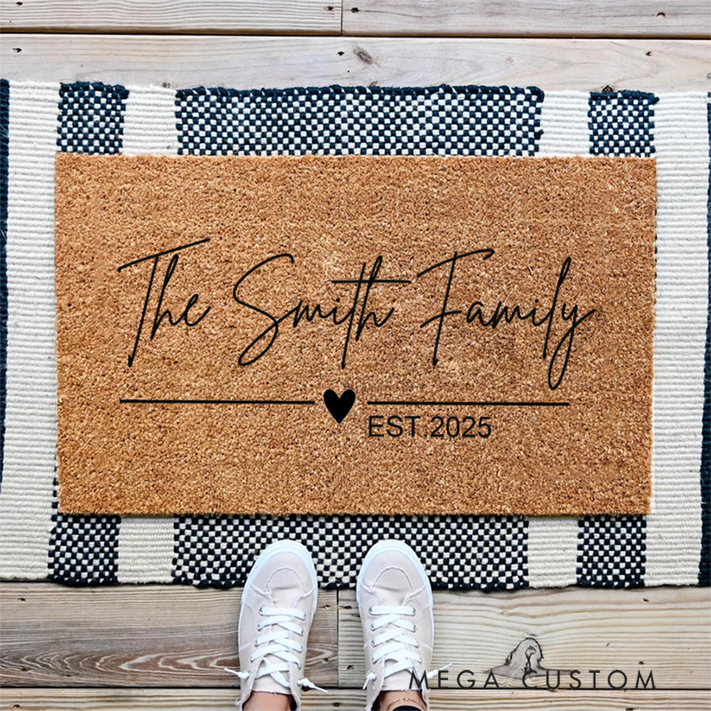 Personalized Modern Family Doormat New Home Gift Housewarming Gift Wedding Gift for Couples Christmas Gift for Family