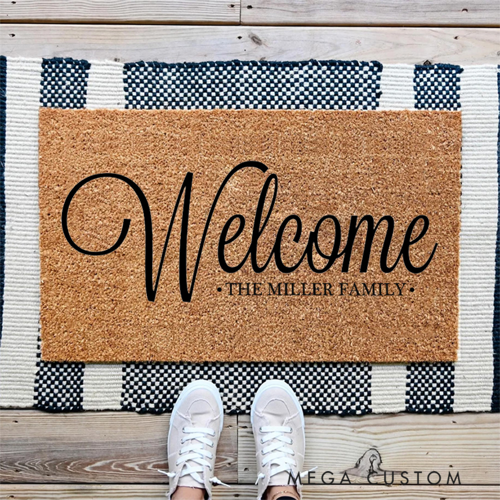 Personalized Classic Welcome Doormat Stylish Housewarming Gift New Home Gift Wedding Gift for Couples First Home Gifts Christmas Gift