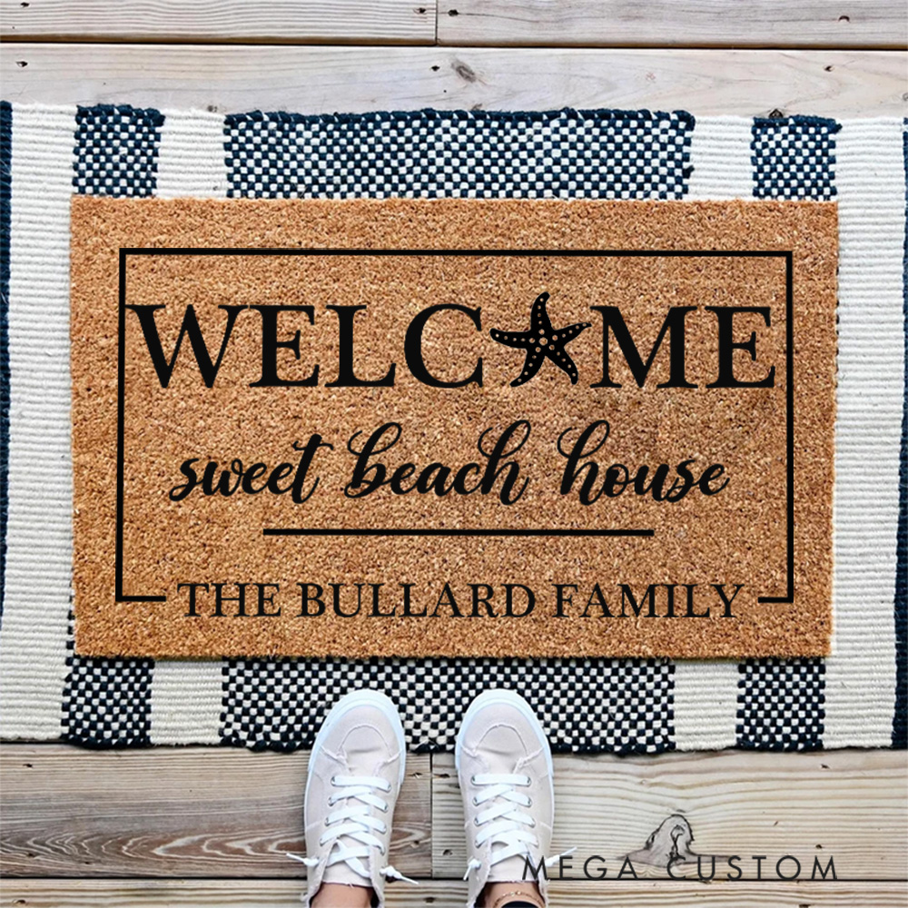 Personalized Beach House Welcome Doormat New Home Gift Housewarming Wedding Gift for Couples First Home Gifts Christmas Gift for Family
