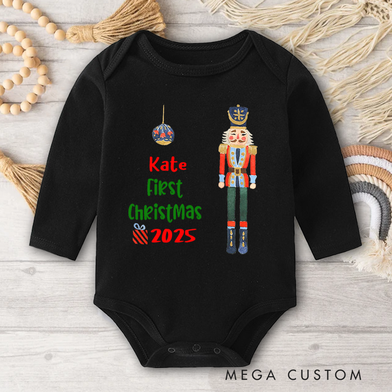 Personalized First Christmas Fairytale Characters Baby Romper Cartoon Onesie with Name Baby Shower Christmas Gift