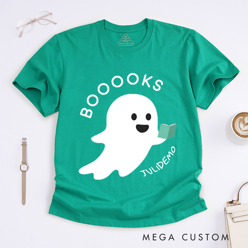 Personalized Ghost Books Reader Classic T-Shirts Reader Gifts Booooks Shirt Halloween Reading Shirts Librarian Gifts Bookworm Gifts Teacher Shirts