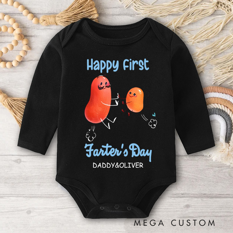 Personalized Happy First Farters Day Potato Baby Bodysuit Gift for Baby New Dad