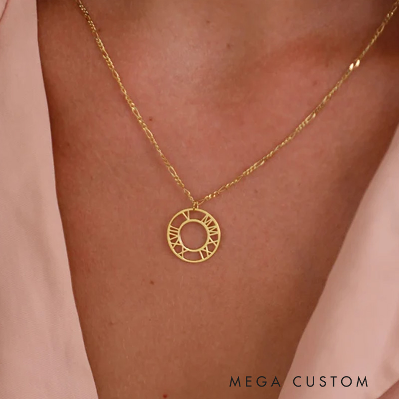 Personalized Roman Numeral Necklace Anniversary Date Necklace Coordinate Necklace Gift for Girlfriend