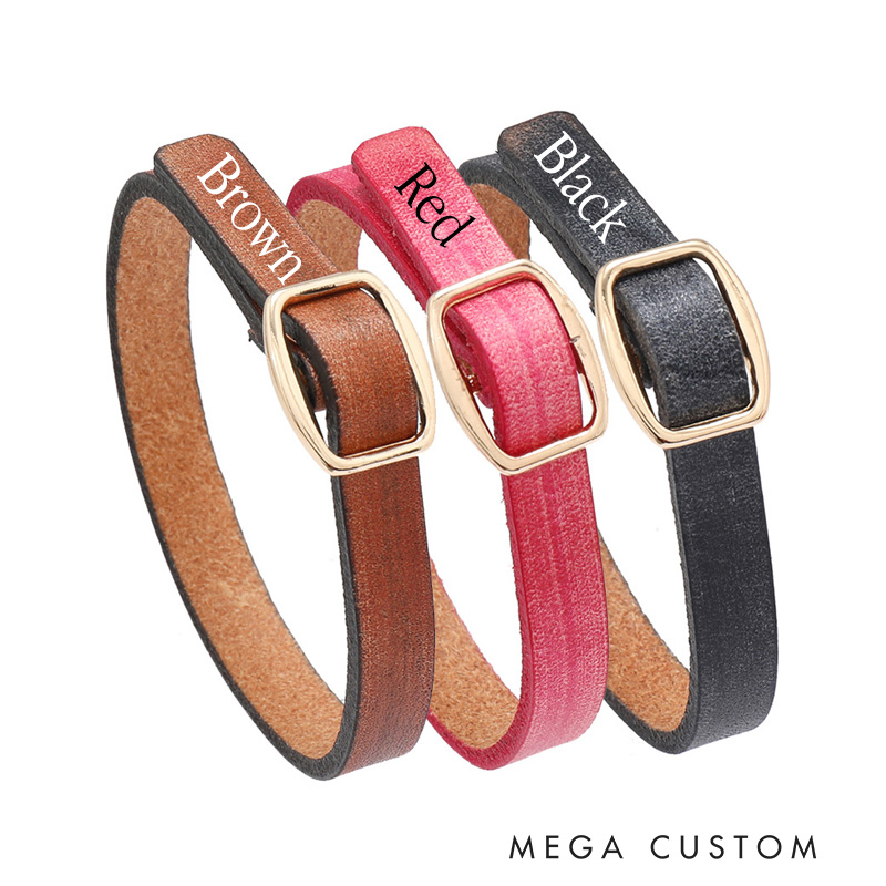 Personalized Leather Bracelet Single Wrap Leather Bracelet Gift for Him