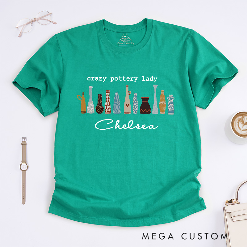 Personalized Crazy Pottery Lady Boho Pottery Classic T-Shirts Handmade Ceramics Lover Tee Artistic Clay Vase Shirt Pottery Maker Aesthetic Gift