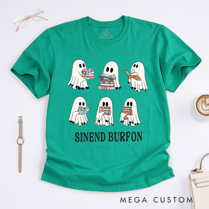 Personalized Cute Ghost Reading Book Halloween Classic T-Shirts Ghost Reading Book Girly Shirt Gift Trendy Bookworm Gifts