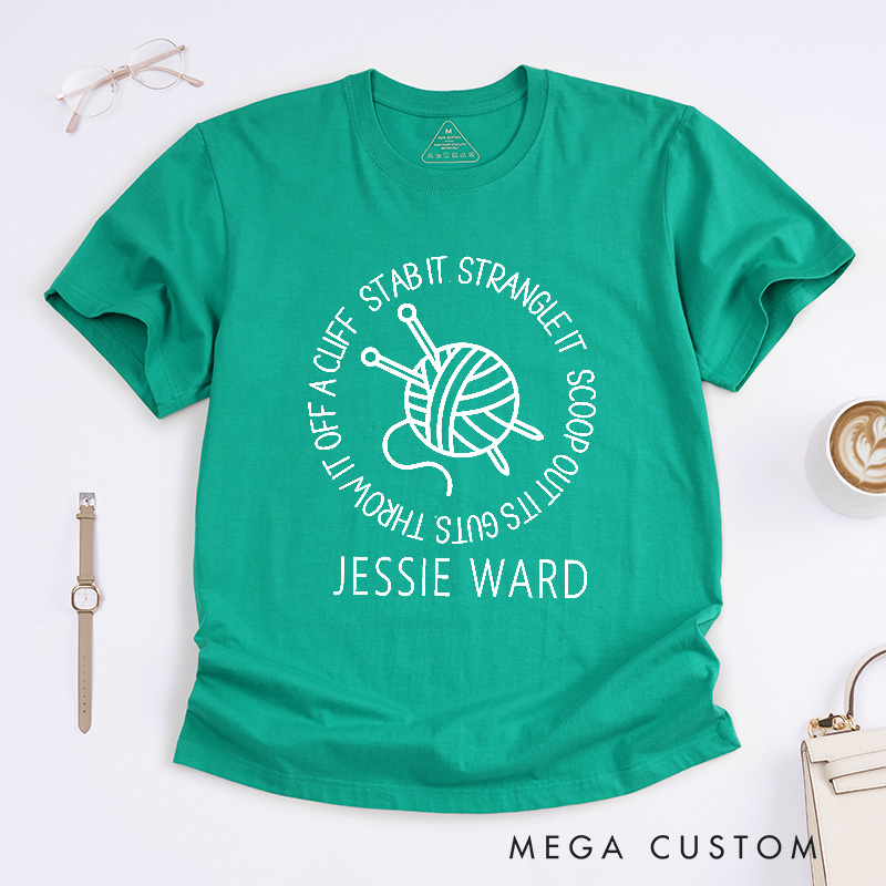 Personalized Funny Knitting Classic T-Shirts Knit Gift Knitter Gifts  for Knitting Lover Funny Knitter