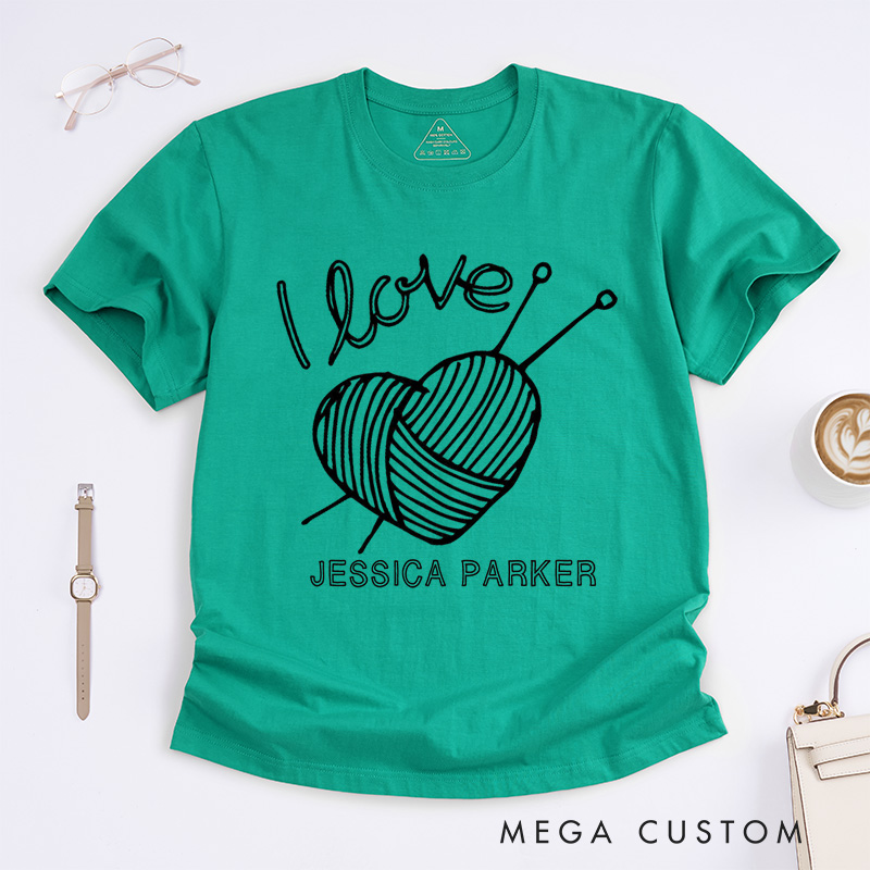 Personalized I Love Knitting Classic T-Shirts Knitting Shirt Gifts for Knitter Grandma Shirt Knitting Lover Shirt Grandma Knit Tee Gift