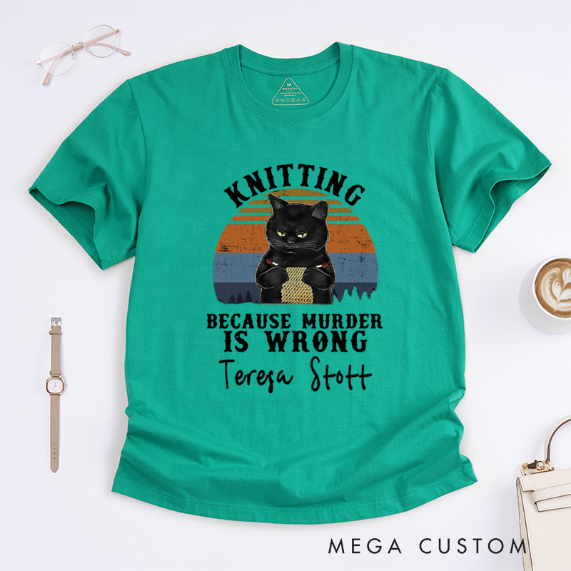 Personalized Knitting Love T-Shirts Funny Knitter T-Shirt Knit Tee Unique Font Shirt