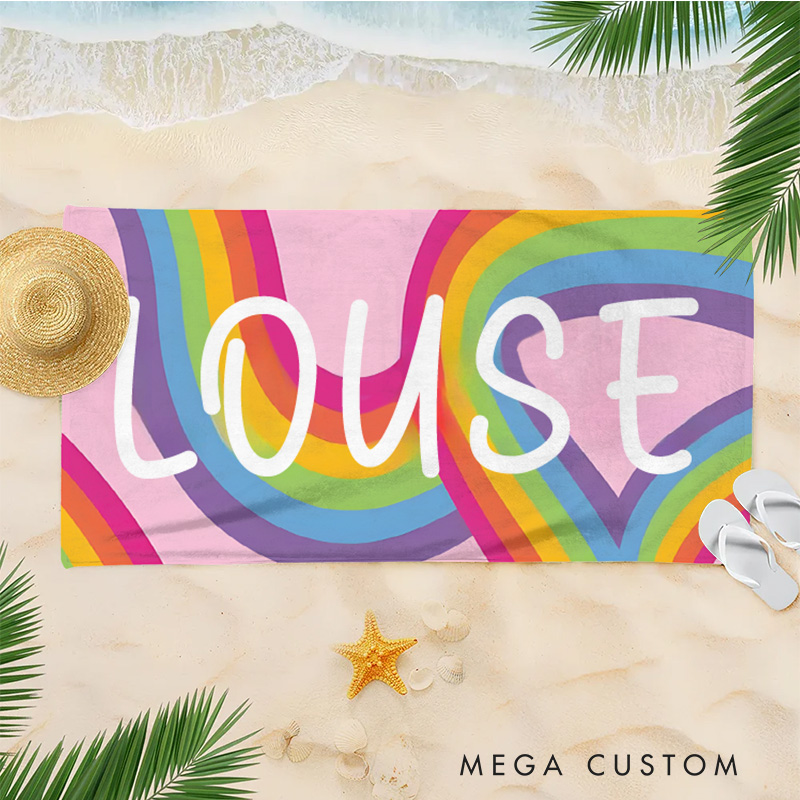 Personalized Kids Name Towel Gift for Kids Rainbow Kids Towel