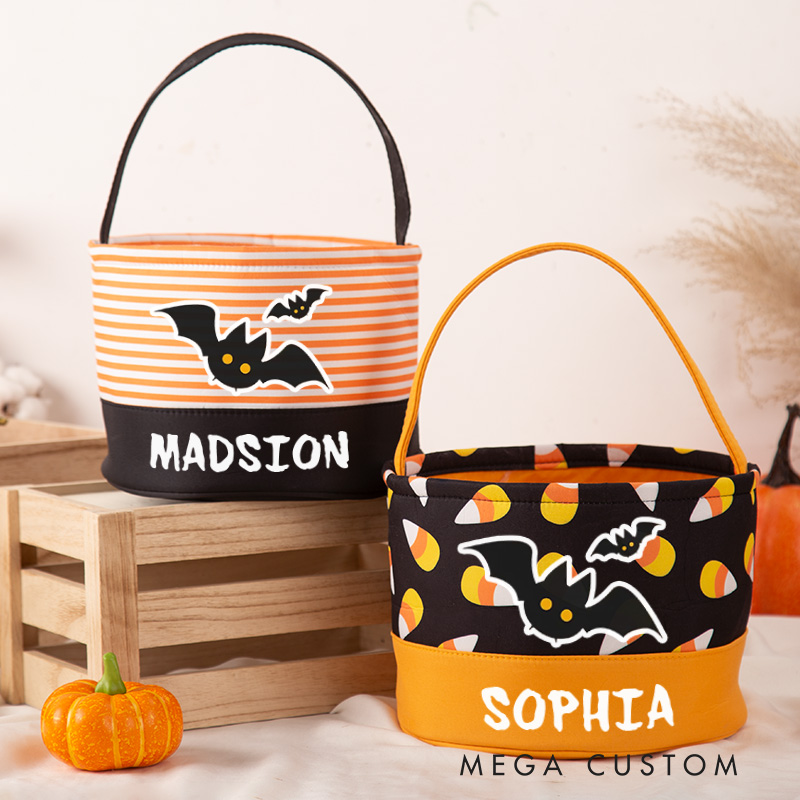 Personalized Kids Halloween Basket Candy Bag Halloween Gift for Boy Girl