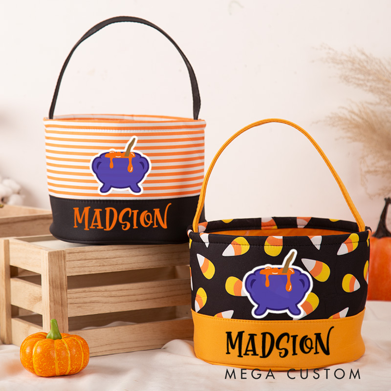 Personalized Kids Halloween Candy Basket with Name Halloween Gift