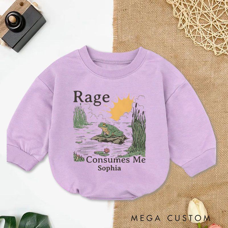 Personalized Humorous Rage Consumes Me Frog Pond Scene Baby Bodysuit
