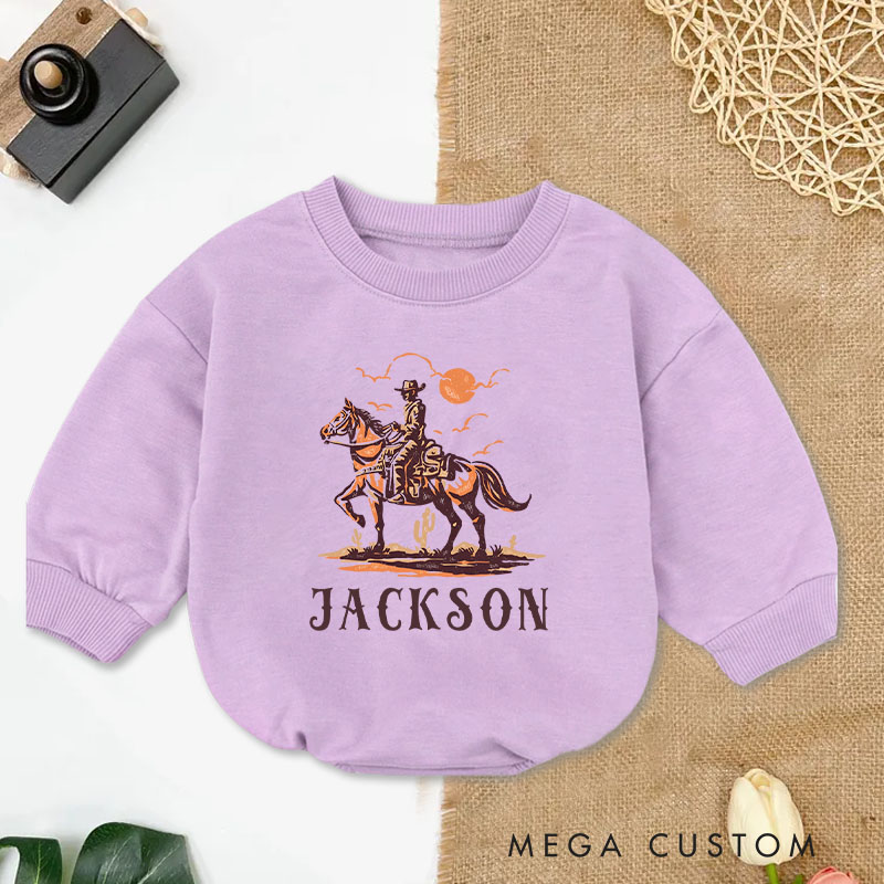 Personalized Cowboy Riding Horse Western Country Style Baby Bodysuit