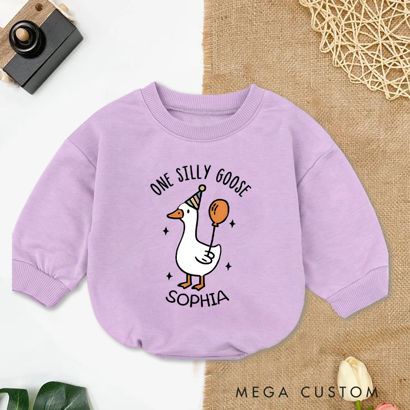 Personalized One Silly Goose Adorable Farm Animal Baby Bodysuit