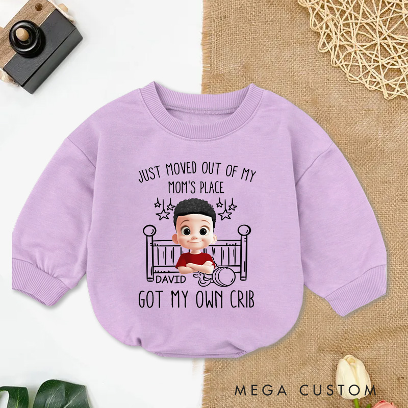 Personalized Just Moved Out of My Mom's Place Got My Own Crib Baby Bodysuit Baby Shower Gift