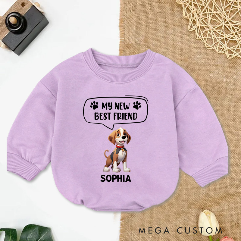 Personalized Our New Best Friend Baby Onesie Baby Shower Gift