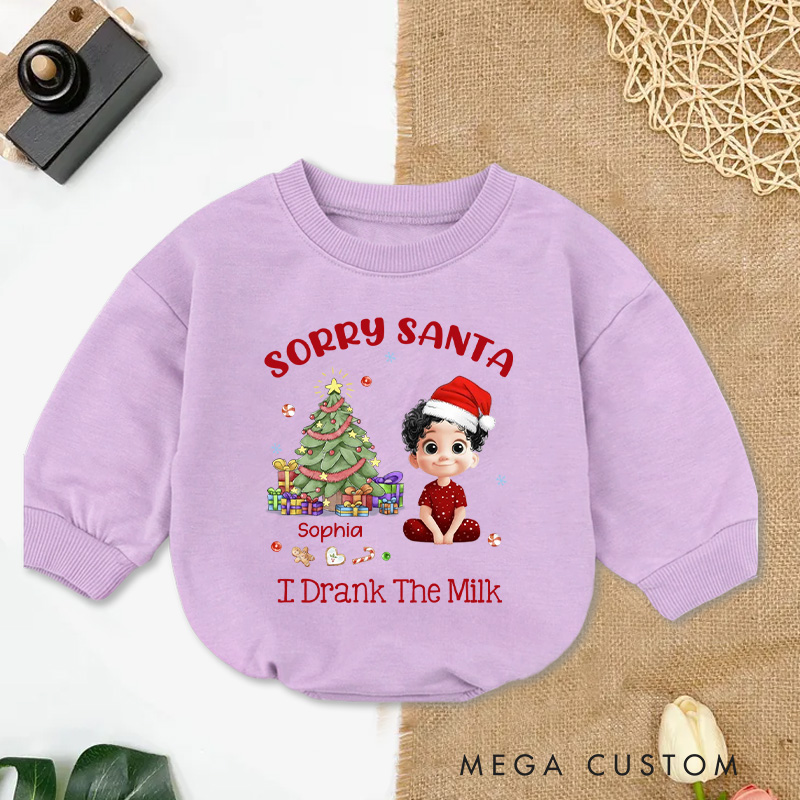 Personalized Cute Cartoon Character Christmas Tree Baby Bodysuit with Name Christmas Baby Shower Gifts for Baby